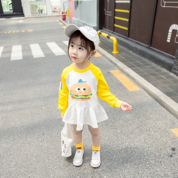 Pikkade varrukate ja aplikatsiooniga vabaaja lastekleit tüdrukutele