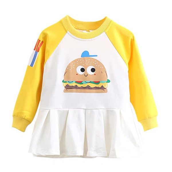 Pikkade varrukate ja aplikatsiooniga vabaaja lastekleit tüdrukutele