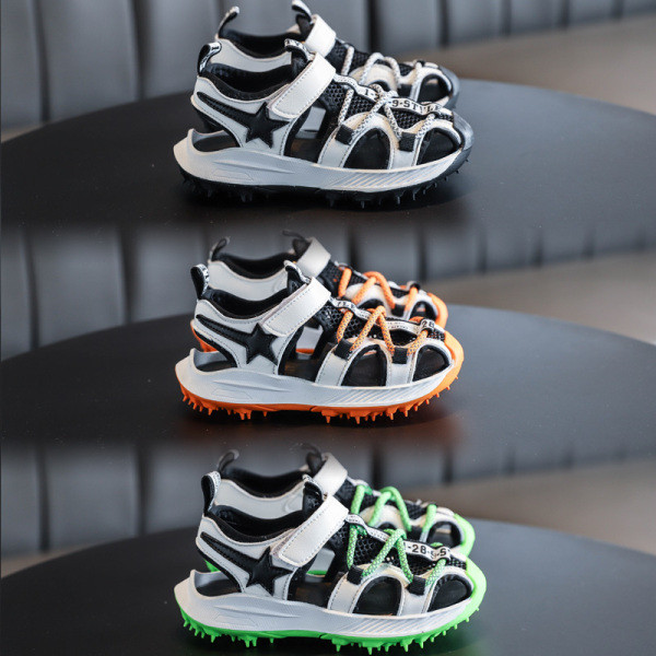 Sandale casual pentru copii pentru baieti cu cravate si autocolante