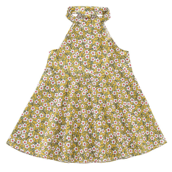 Suvine ovaalse kaelusega lillemustriga lastekleit tüdrukutele