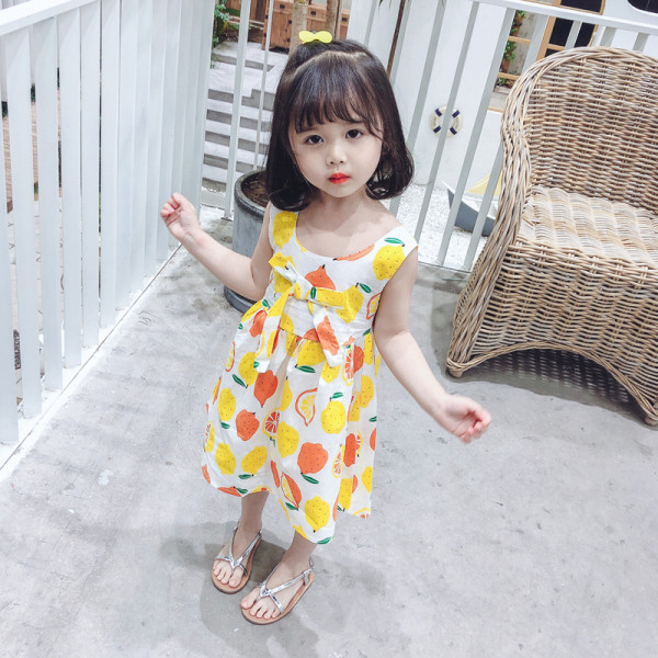 Suvine paela ja värvilise mustriga lastekleit tüdrukutele