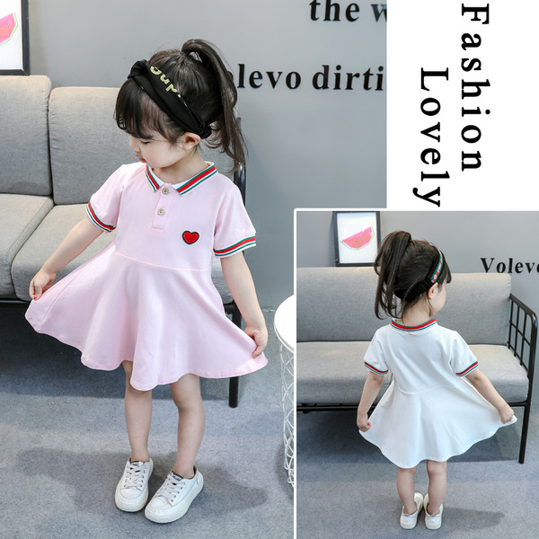 Rochie casual pentru copii pentru fete cu maneca scurta si broderie