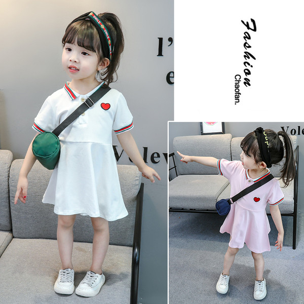 Rochie casual pentru copii pentru fete cu maneca scurta si broderie