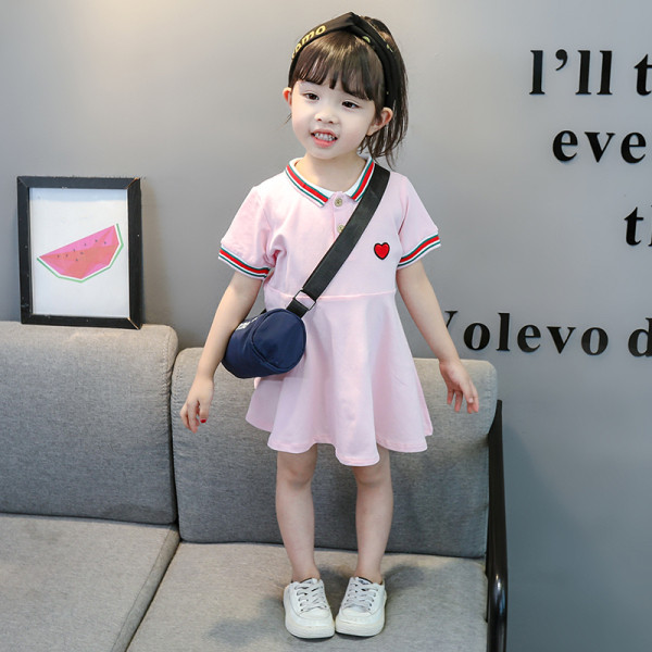 Rochie casual pentru copii pentru fete cu maneca scurta si broderie