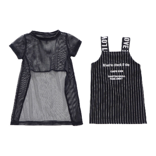 Moderna bērnu kleita meitenēm divās daļās ar uzrakstiem