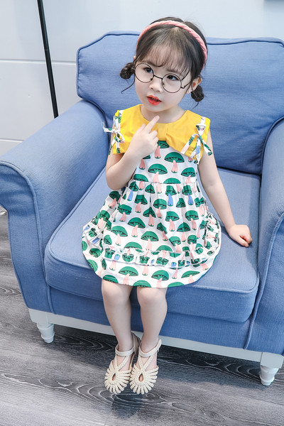 Rochie casual pentru copii pentru fete model croiat cu panglica