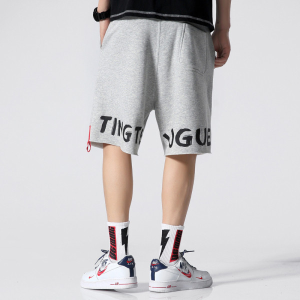 Ανδρικά βαμβακερά καθημερινά σορτς με επιγραφή