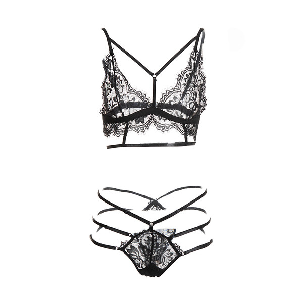 Γυναικεία εσώρουχα σε δύο μέρη με δαντέλα και λουράκια
