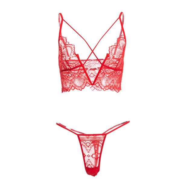 Divdaļīga mežģīņu apakšveļa ar špica kakla izgriezumu