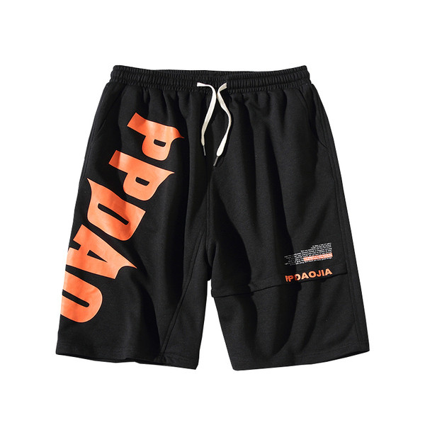 Vīriešu sporta šorti ar krāsainu uzrakstu un elastīgu jostasvietu