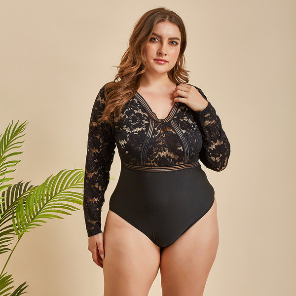 Body de dama cu dantela si maneci lungi