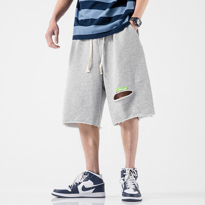 Meeste puuvillased lühikesed püksid, millel on väljalõike efekt ja suurus kuni 5XL