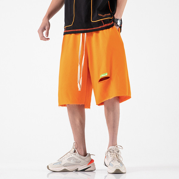 Meeste puuvillased lühikesed püksid, millel on väljalõike efekt ja suurus kuni 5XL