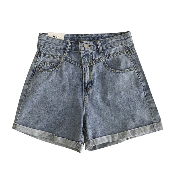 Νέο μοντέλο κοντό τζιν με κουμπί και ψηλή μέση