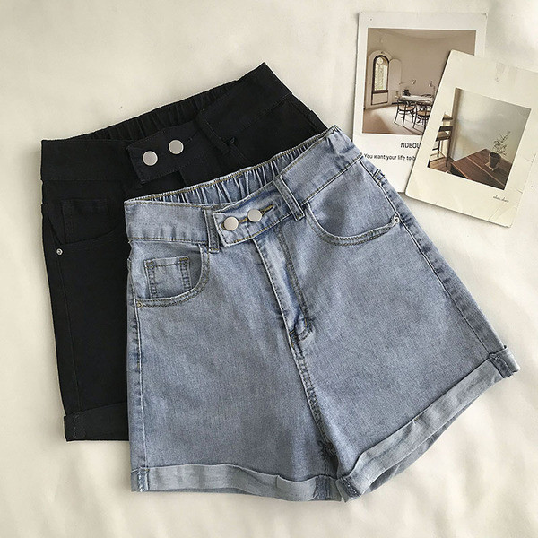 Casual κοντό τζιν με ελαστική μέση