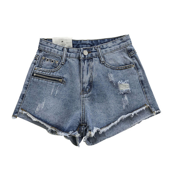 Modern rövid farmer cipzárral, szakadt motívumokkal