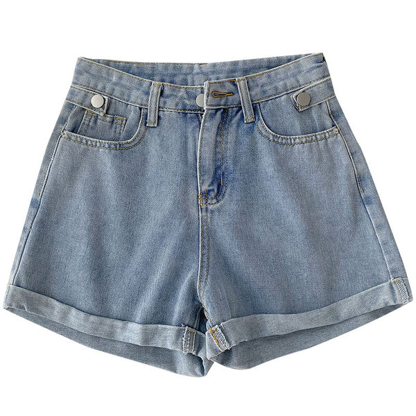 Naiste lühikesed laiad nööpidega teksad