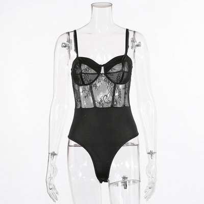 Γυναικείο κορμάκι με δαντέλα και βελούδο