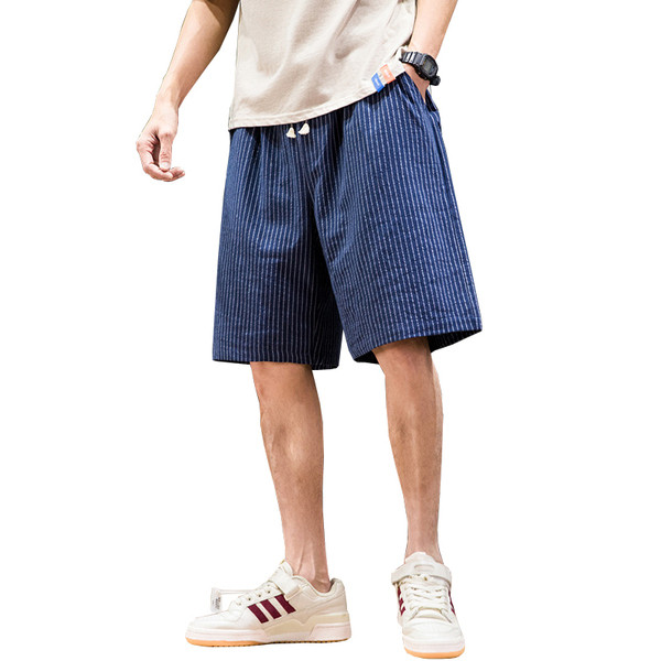 Svītraini vīriešu šorti - plats modelis