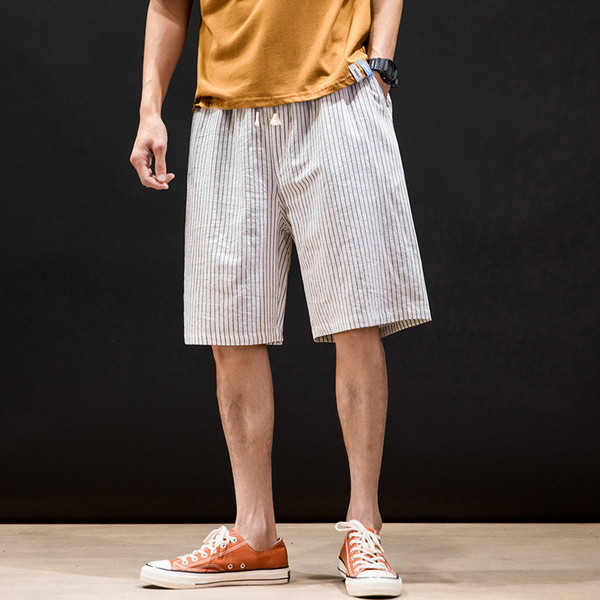 Svītraini vīriešu šorti - plats modelis