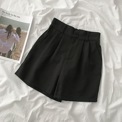 Γυναικεία σορτς ρετρό στυλ με ψηλή μέση και κουμπιά