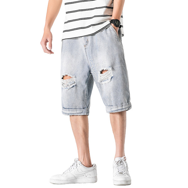 Férfi farmer rövidnadrág szakadt motívumokkal