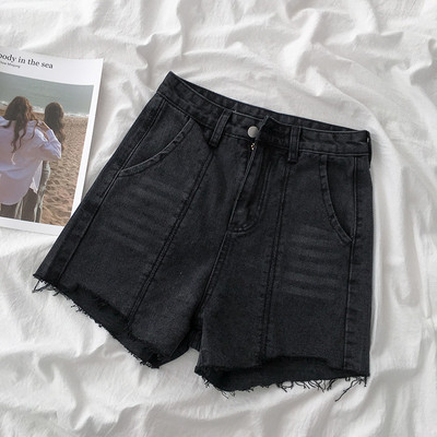 Γυναικείο τζιν κοντό  ρετρό στυλ με κουμπί και τσέπες