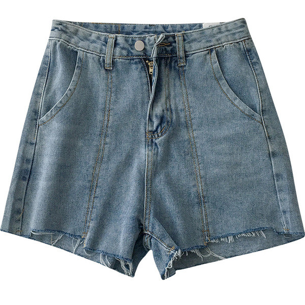 Γυναικείο τζιν κοντό  ρετρό στυλ με κουμπί και τσέπες