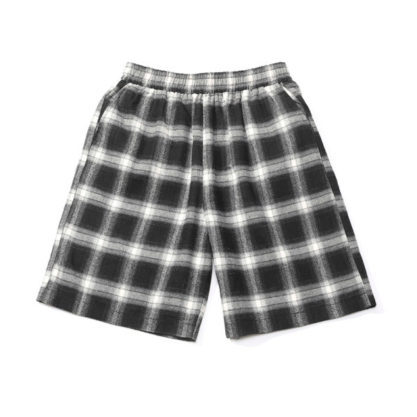 Kockás férfi rövidnadrág elasztikus derékkal