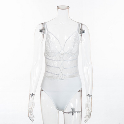 Sieviešu mežģīņu bodijs ar izgriezumiem un mežģīnēm