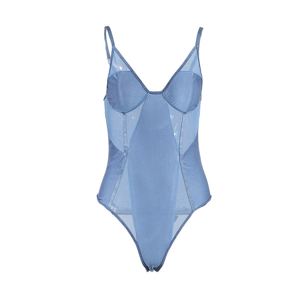 Sieviešu satīna bodijs ar plānām lencēm