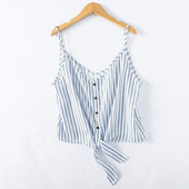 Lühike triibuline lipsukeste ja õhukeste rihmadega topp