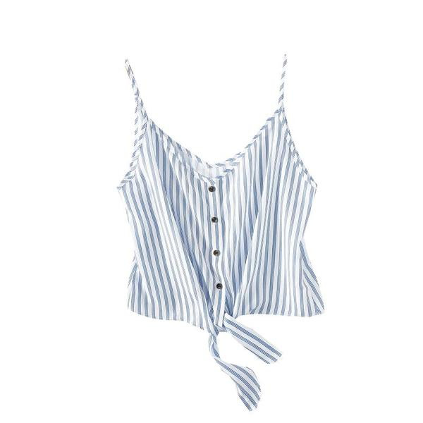 Lühike triibuline lipsukeste ja õhukeste rihmadega topp