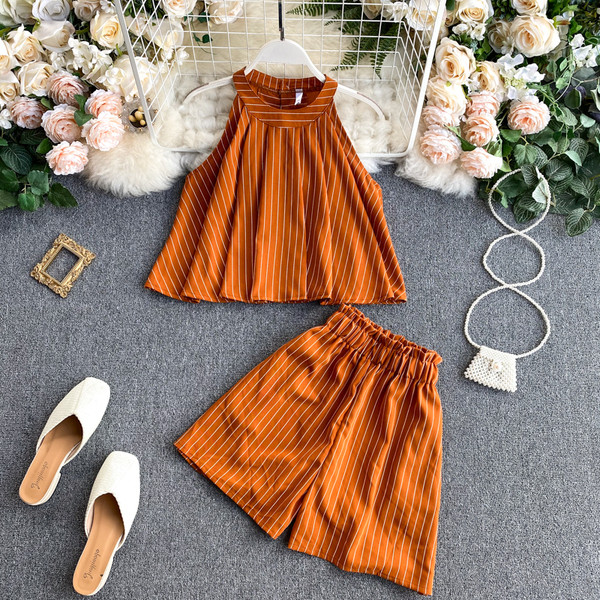 Naiste kõrge vöökohaga kaheosaline igapäevane komplekt