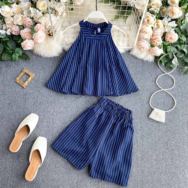 Naiste kõrge vöökohaga kaheosaline igapäevane komplekt