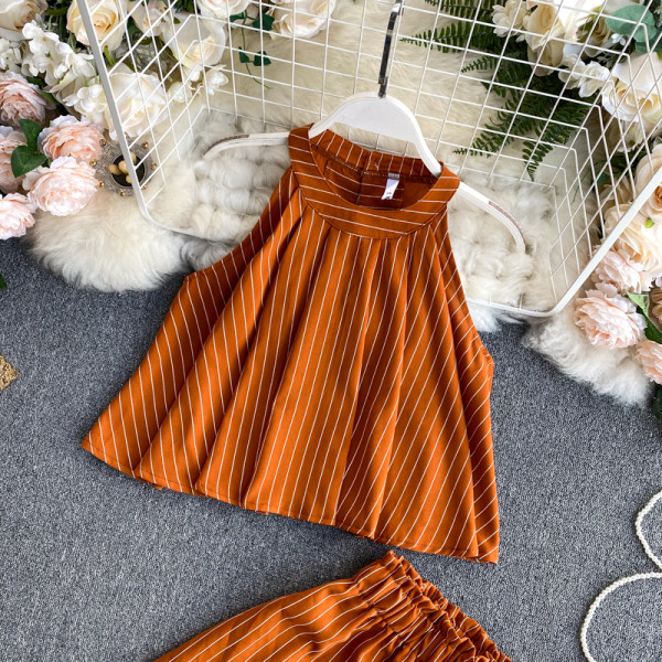 Naiste kõrge vöökohaga kaheosaline igapäevane komplekt