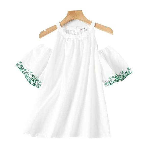 Bluza larga de dama cu maneci scurte si broderie