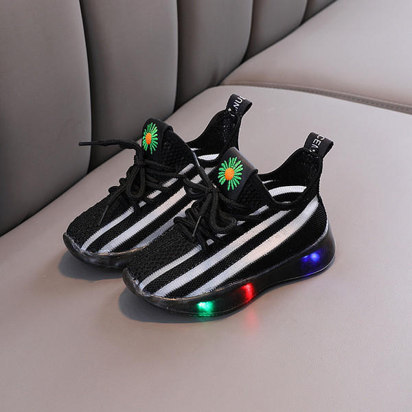 Kasdieniai vaikiški šviečiantys sportbačiai mergaitėms su siuvinėjimais