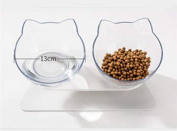 Πλαστικό διπλό μπολ για τρόφιμα γάτας με βάση