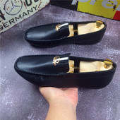 Eko bőrből készült formális férfi cipő, lapos talppal, fém díszítéssel