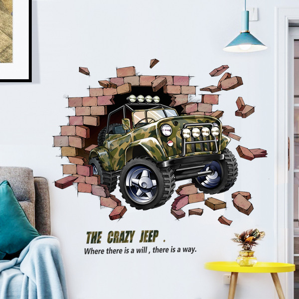 3D αυτοκόλλητο τοίχου σε σχήμα αυτοκινήτου κατάλληλο για παιδικό δωμάτιο