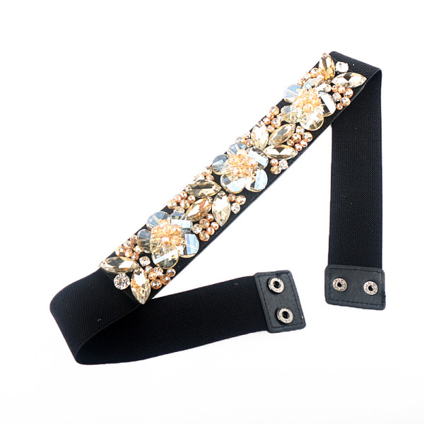 Moteriškas elastingas diržas su akmenukais