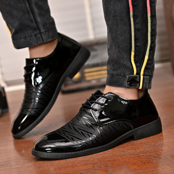 Официални мъжки обувки в черен цвят - заострен модел