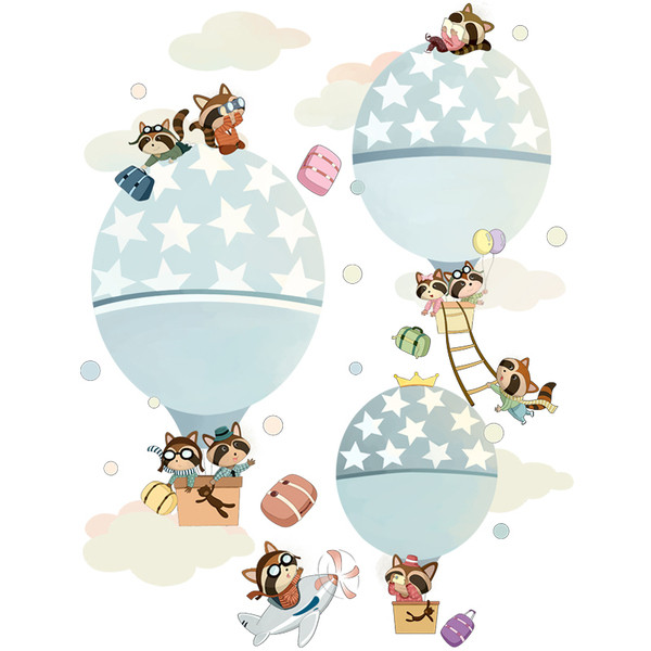 Autocolant autocolant cu aplicație de balon și ursuleț potrivit pentru o cameră de copii