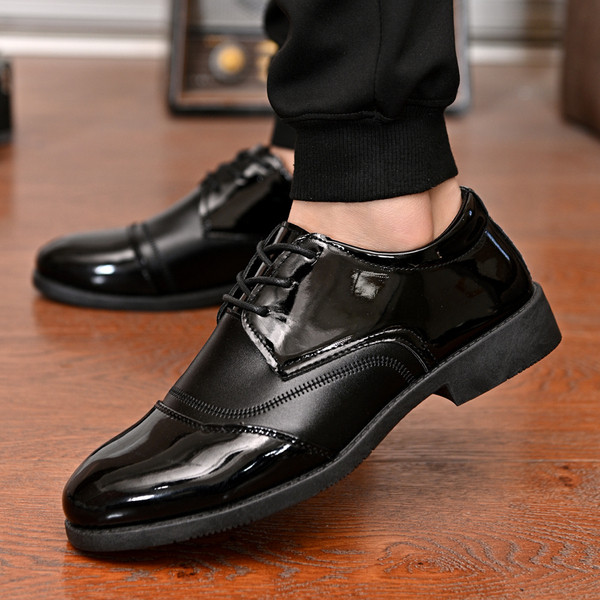 Juodos spalvos modernūs vyriški batai iš eko odos