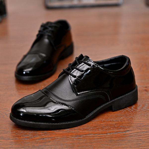 Juodos spalvos modernūs vyriški batai iš eko odos