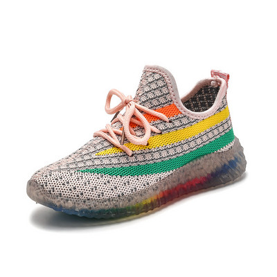 Tenisi casual copii din materiale textile colorate cu sireturi