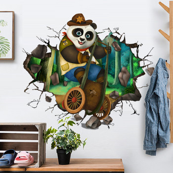 Детски самозалепващ се стикер с апликация панда подходящ за детска стая 
