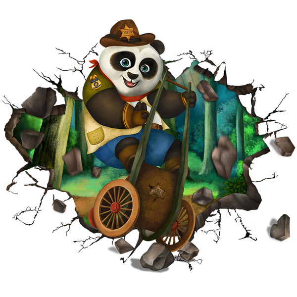 Παιδικό αυτοκόλλητο  με εφαρμογή panda κατάλληλο για παιδικό δωμάτιο