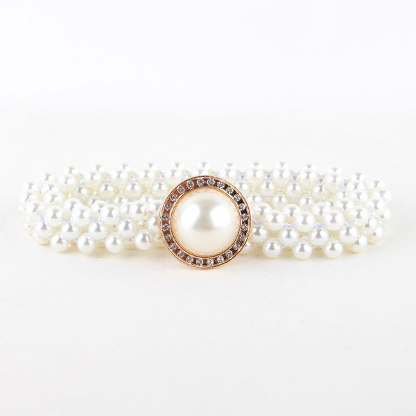 Σύγχρονη γυναικεία ελαστική ζώνη με πέρλες και κορδέλα - διάφορα μοντέλα